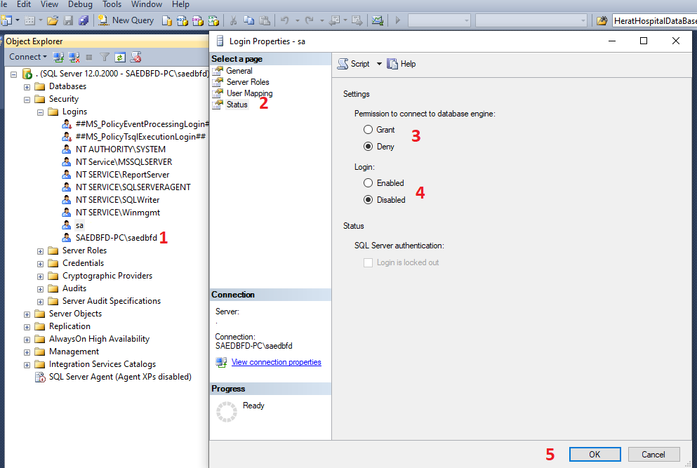 غیر فعال کردن windows authentication در Sql server