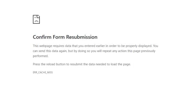 خطای Confirm Form Resubmission